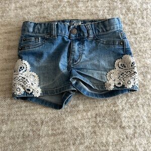 Cat & Jack Blue Jean Shorts with White Lace